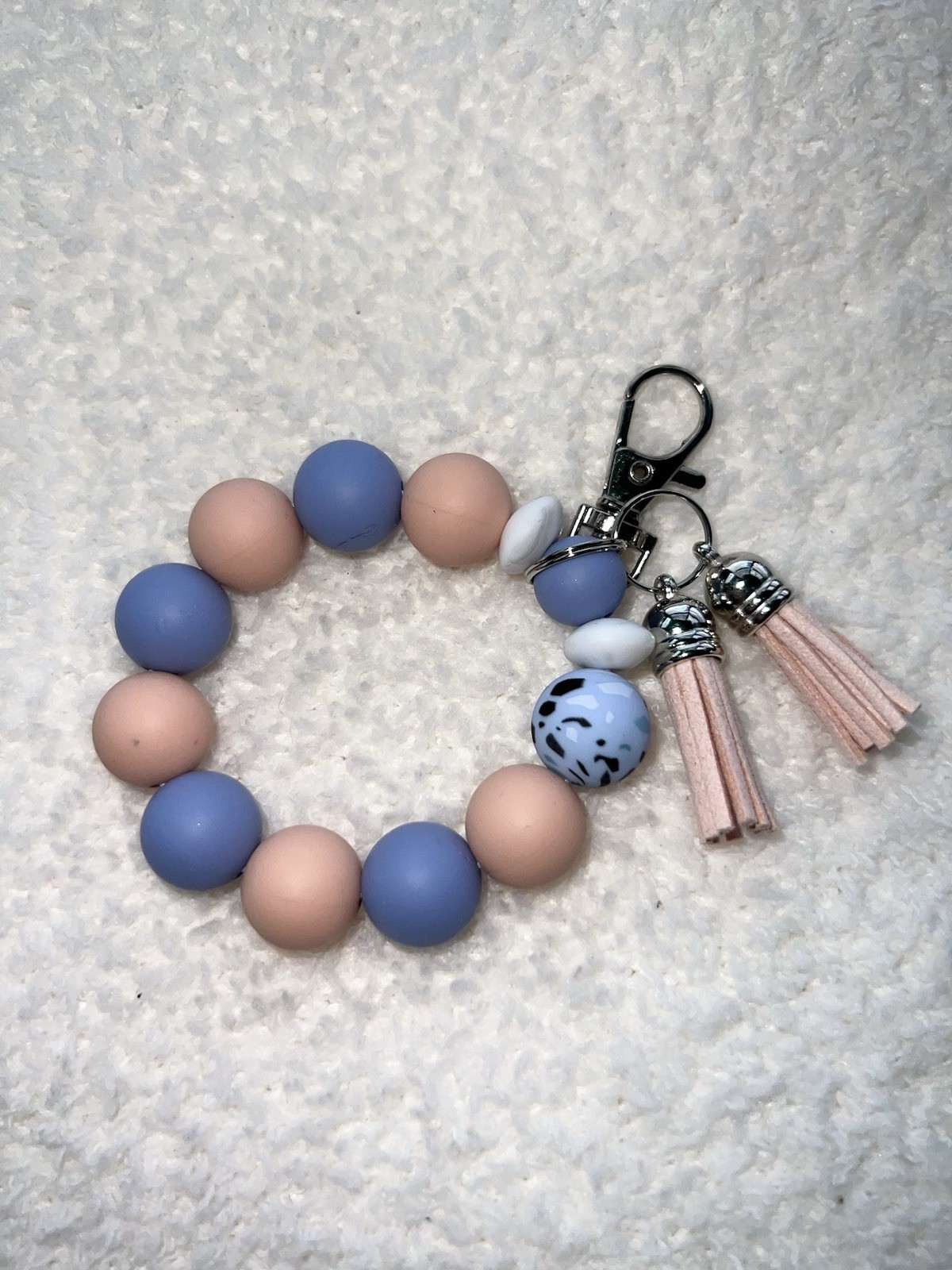 Light Pink Purple Silicone Wristlet Keychain with Ring Holder