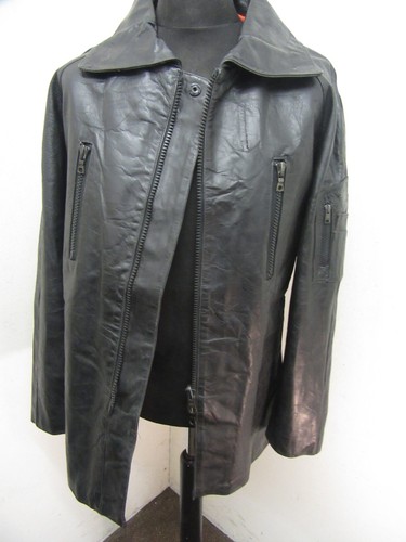 VINTAGE 70'S ITALIAN POLICE LEATHER MOTORCYCLE JACKET SIZE M - Picture 14 of 16