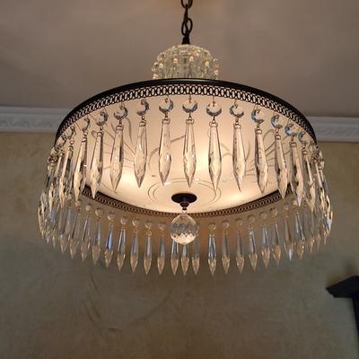 410c Antique Vintage 1940's Ceiling Lamp Fixture Glass Chandelier