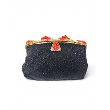 Rare French Antique 1920s 1940s Coral Glass Beaded Evening Bag Filigree Clutch