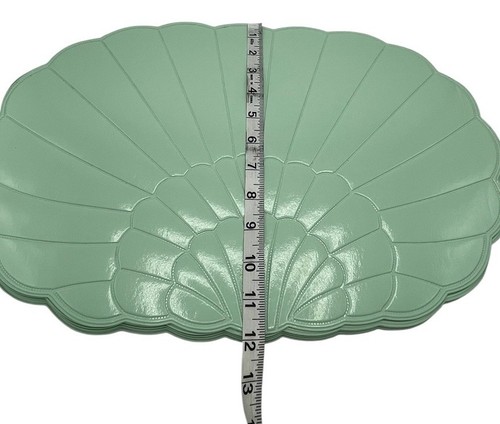 Vinyl Set Of 6 Art Deco Dinner Placemats Mint Green Fan Shell Shaped Thick Foam - Picture 20 of 24