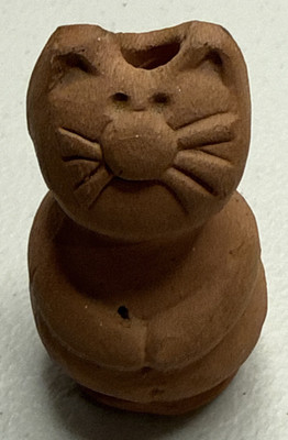 clay cat figurine incense burner, oil transfuser