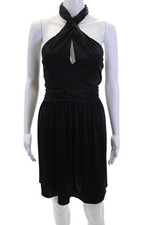 Halston Heritage Womens Halter Neck Sleeveless Shift Dress Black Size 2