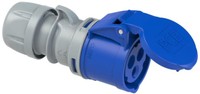 Pce Cee-Kupplung, 16A, 3P, 6H, IP44/IP54, Shark Tt, Blau/Grau (213-6Tt)