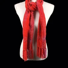 Collection 18 Women’s Pink Red Space Dye Chenille Muffler Scarf Fringe