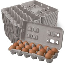 MT Products Blank Natural Pulp Egg Cartons, 18 Count Egg Holders - 150 Pack