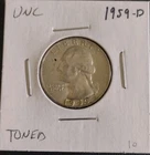 1959-D Uncirculated Washington Silver Quarter Beautiful Cartwheel And Toned!