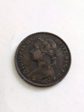 1893 Queen Victoria Bun Head Farthing Coin, Great Britain