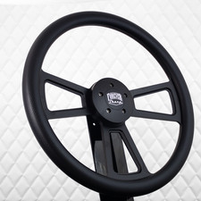 (T05) 18" Black Billet Steering Wheel Big Rig Carbon Vinyl for International