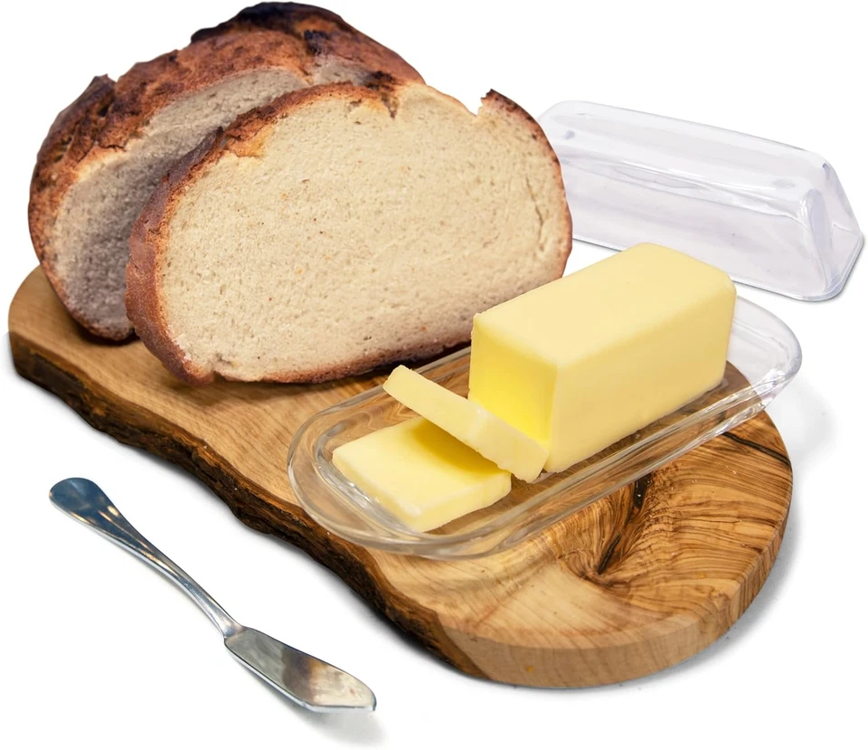 Decorative Clear Glass Butter Dish with Lid for Countertop & Refrigerator - Crys - Image 3 of 4