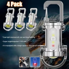 4 PACK Super Bright LED Mini Flashlight USB Rechargeable Pocket Keychain Torch