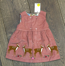 Baby Boden Pink Corduroy Pinafore Deer Embroidered Dress 0-3M NEW