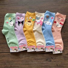 6 Pairs Sanrio Character Kuromi My Melody Pattern Half Crew Socks for Women