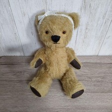 Antique Vintage Teddy Bear 30cm Wood Wool Stuffed Glass Eyes 4-Joint