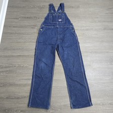 Vintage Big Smith Carpenter Denim Bib Overalls Blue Jean Workwear USA Made 36x32