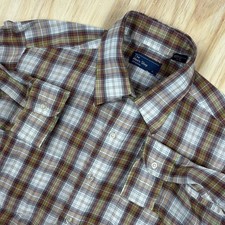 Vintage 70's JC Penney Button Up Size L Long Sleeve Slim Plaid Disco Thin Read