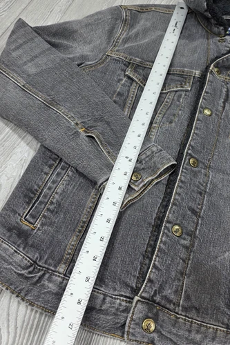 Chubbies Men's Fade Gray Denim Sherpa Black Lined Trucker Jacket Pockets Size M image 17