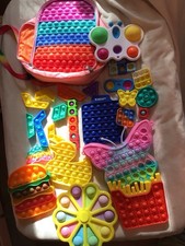 LARGE lot Colorful Dimple Push Pop It Fidget Toys Sensory Toys Silicone Bubbles