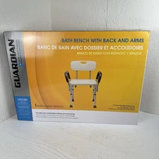 Guardian Bath And Shower Bench with Back and Arms Adjustable Height Max 350lb