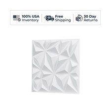 3D Wall Panels Diamond Tiles Matte White
