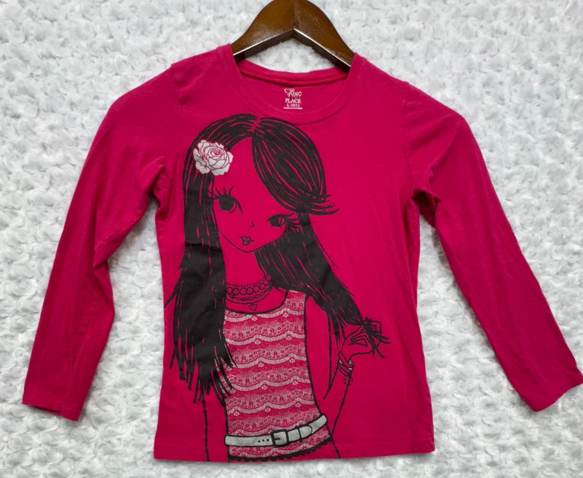 T-shirt Manches Longues The Children's Place - Taille L 10-12 Ans - Couleurs Bleu Et Rose
