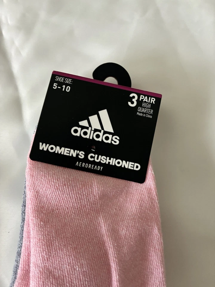 阿迪达斯女式袜子 High Quarter Aeroready - 坐垫 3 双鞋 5-10 码 — 第 3/4 张图片