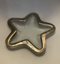 Annieglass Star Recycled Glass Dish Signed Numbered Platinum Rim 11"