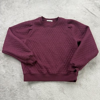 Marine Layer Sweatshirt Womens Small Red Quilted Corbet Crewneck Puff Sleeve