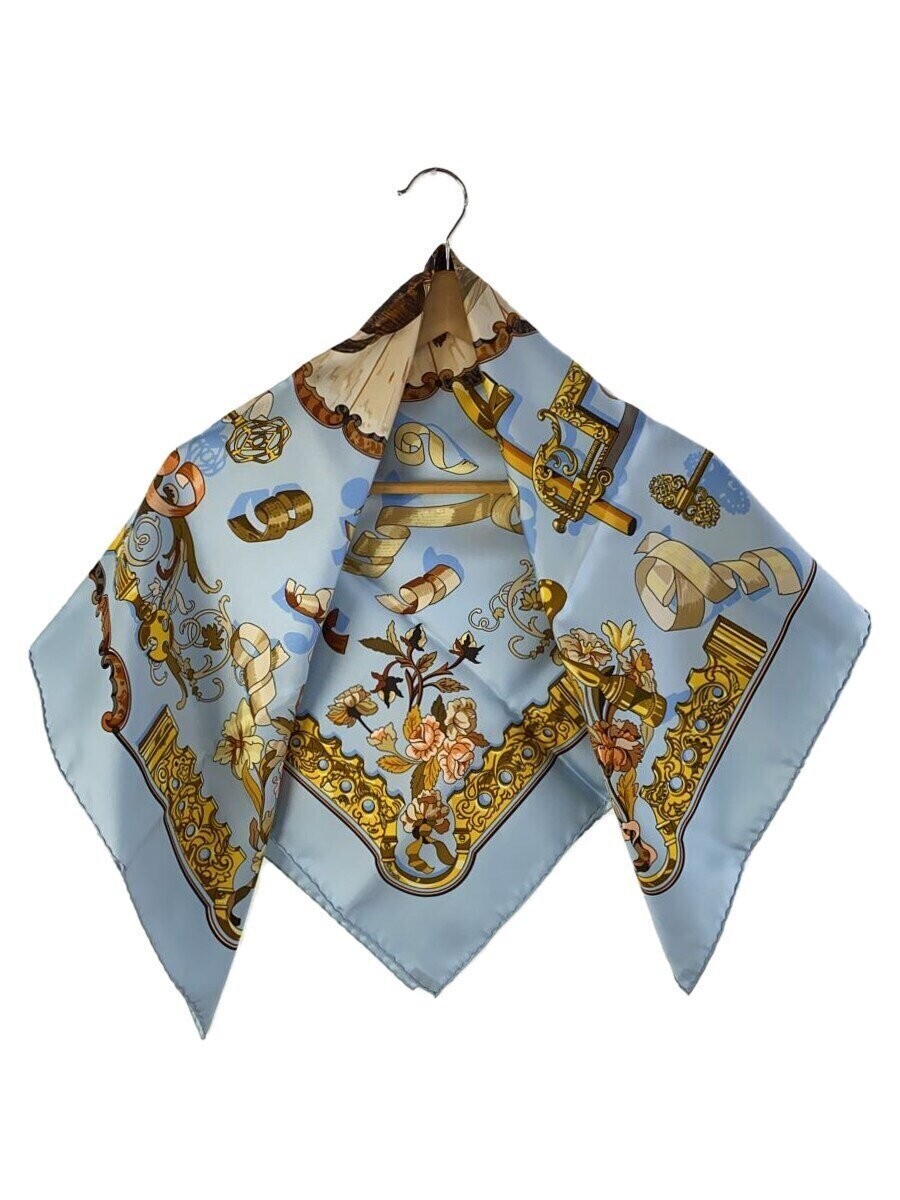 HERMES Carre90 Cogeaux Silk Scarf in Blue #138 90cm