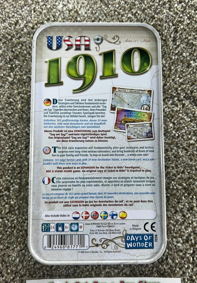 Ticket to Ride USA 1910 Expansion Days of Wonder - In Metal Tin 100 % Complete! - Image 2 of 4