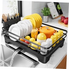 Dish Drying Rack - Multi-Functional Dish Rack for 15.7" x 12.0" x 5.5" Black