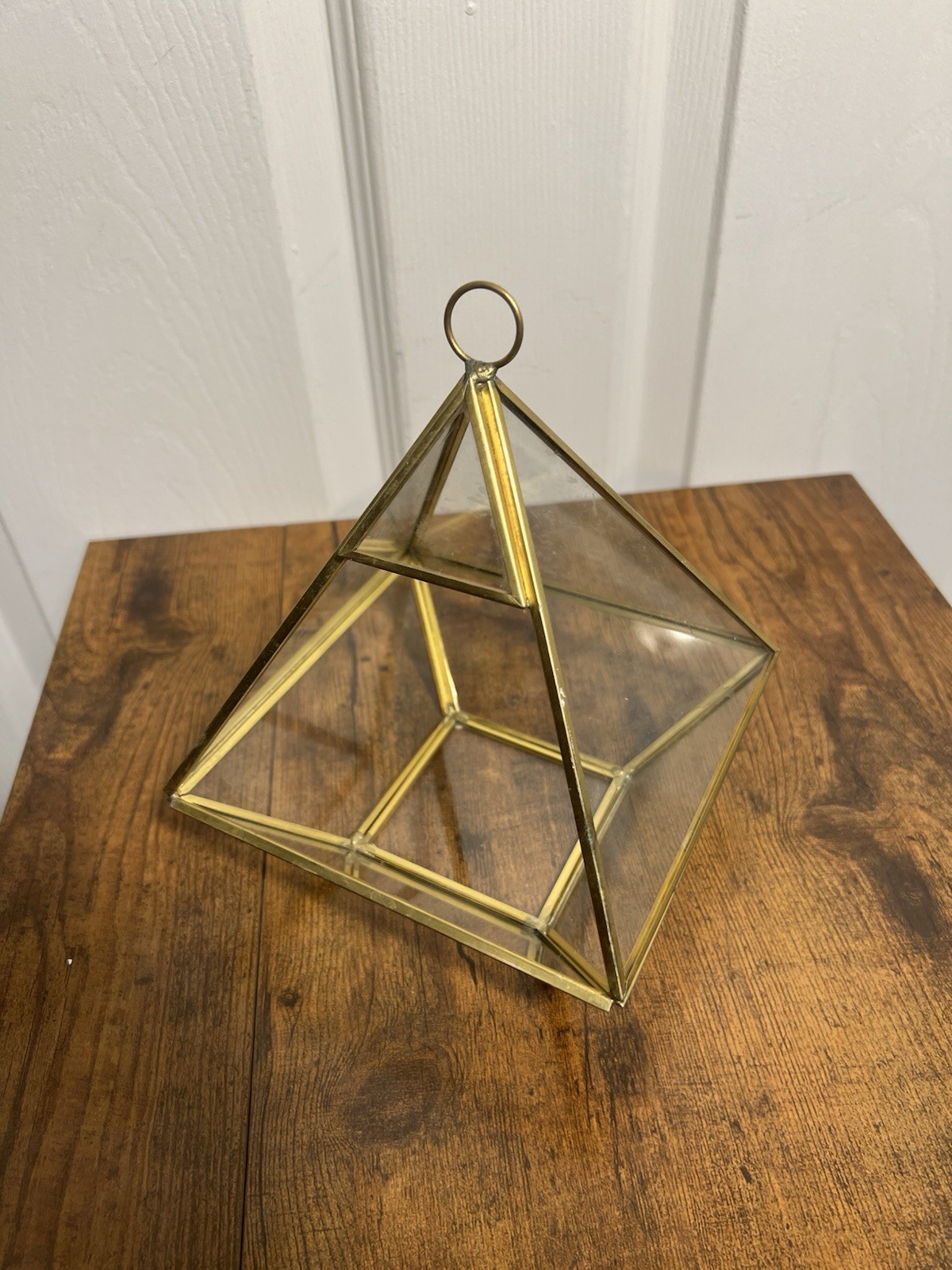 Gold Raised Pyramid Geometric Glass Terrarium 6x8"  1Pc For Succulents Decor