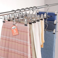 Pants Hangers Space Saving,Stackable Skirt Hangers with Clips, Hanging Closet...