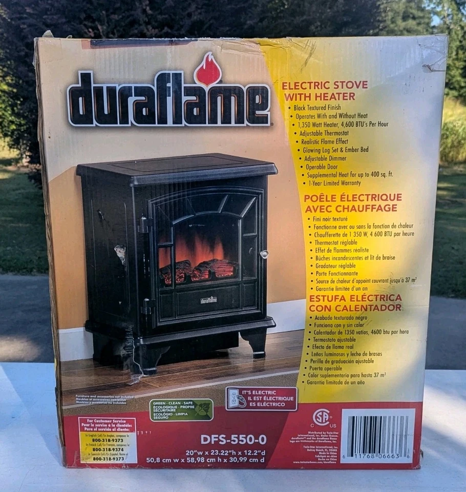 Estufa Eléctrica Duraflame Con Calentador DFS-550-0 Negra 4600 BTU Temperatura Ajustable Foto 3 de 4