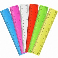 6 Pack 6 Inch Plastic Flexible Ruler Small Colorful Rulers for Classroom