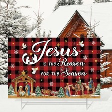 Christmas Nativity Yard Sign with Stakes 16 x 25 Inch Jesus Is The Reason for...