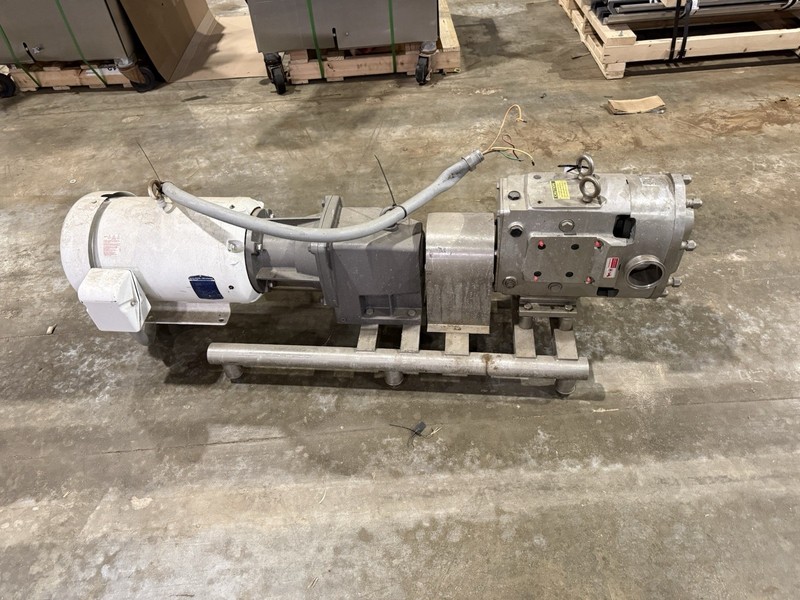 Ampco ZP2-130 Sanitary Lobe Pump 15HP Baldor Super-E Nord Gear Reducer 3” TC