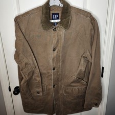 Vintage GAP Coat Mens XL Brown Canvas Barn Chore Workwear Corduroy Collar