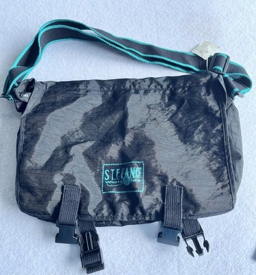 Vintage Stefano Worldwide Black Teal Crossbody Messenger Bag 1990's NWT