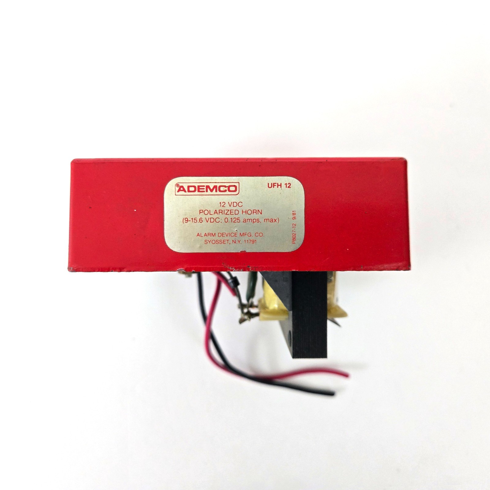 Ademco  Alarm Horn UFH-12 Polarized .125AMPS 12VDC