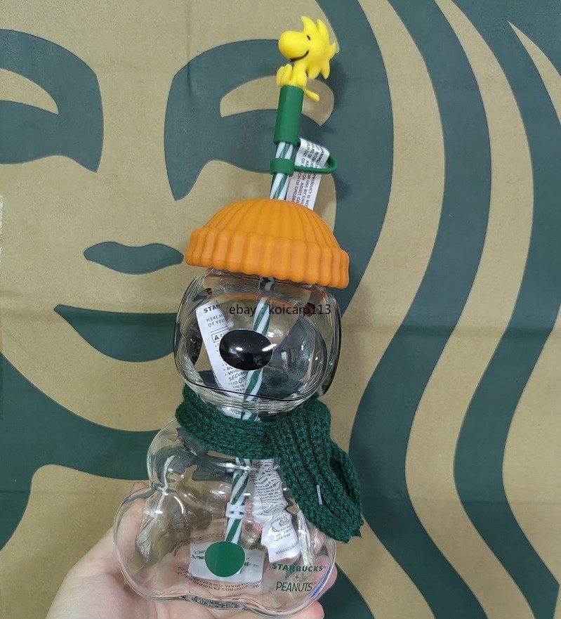 Starbucks X PEANUTS Snoopy Glass Cold Cup Cute Cartoon Straw Cup