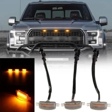 Raptor Style Smoked Lens Front Grille LED Marker Running Lights For Offroad SUV