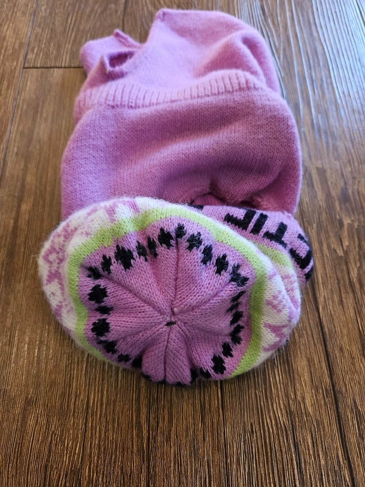 Vintage Arctic Cat Snowmobile Knit Full Face Ski Mask Pink Green