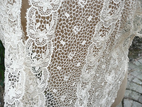 chemisier ancien haut de robe en dentelle style guipure en coton écru 1910/1920 - Foto 3 di 8