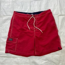 VTG POLO by RALPH LAUREN Mens Red Trunks Swimwear Black Pony Size Large