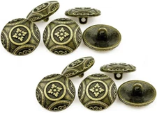 12 PCS Flower Pattern Antique Metal Shank Buttons Craft for DIYS Sewing Embellis