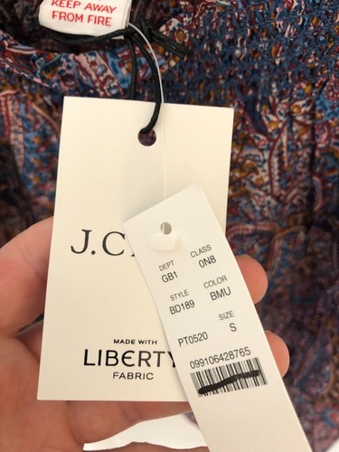 J Crew x Liberty London blue red paisley tie strap cotton Top Blouse sz S Resort - Picture 2 of 5