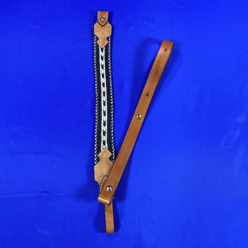 Vtg Browning 122298 Horsehair Rifle Sling Driftwood Leather w Black
