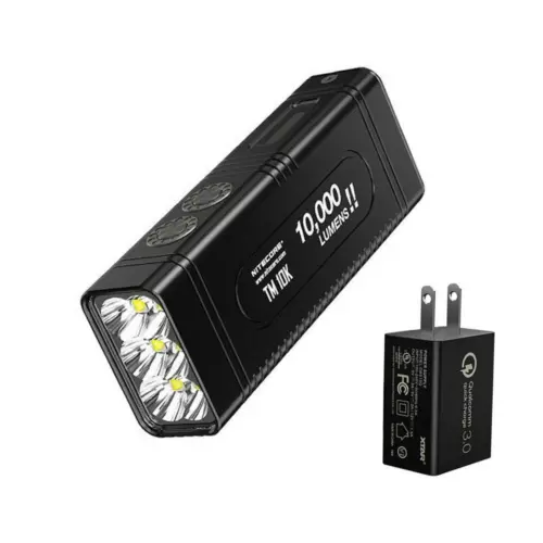 NITECORE TM10K Tiny Monster TYPE-C Rechargeable Flashlight  w/3Amp Wall Adapter