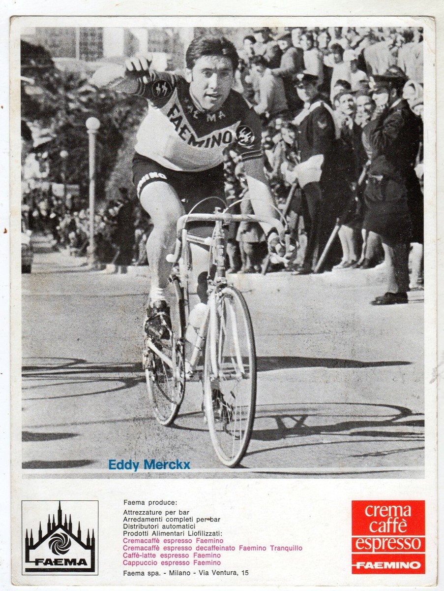 CICLISMO CARTOLINA EDDY MERCKX CM 18 X 24 FAEMA FAEMINO
